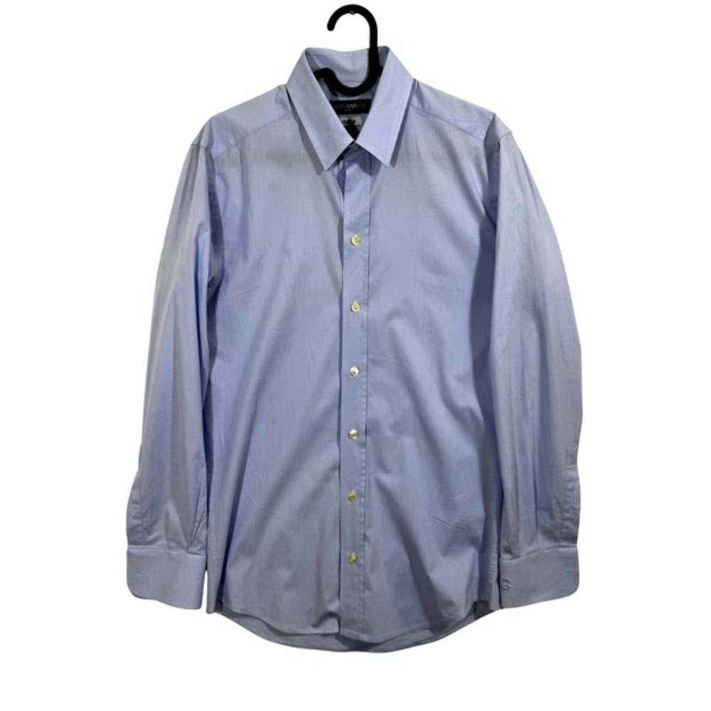 DOLCE GABBANA Classic Light Blue Cotton Dress Shirt Italy S‎ 15/38 Office Formal